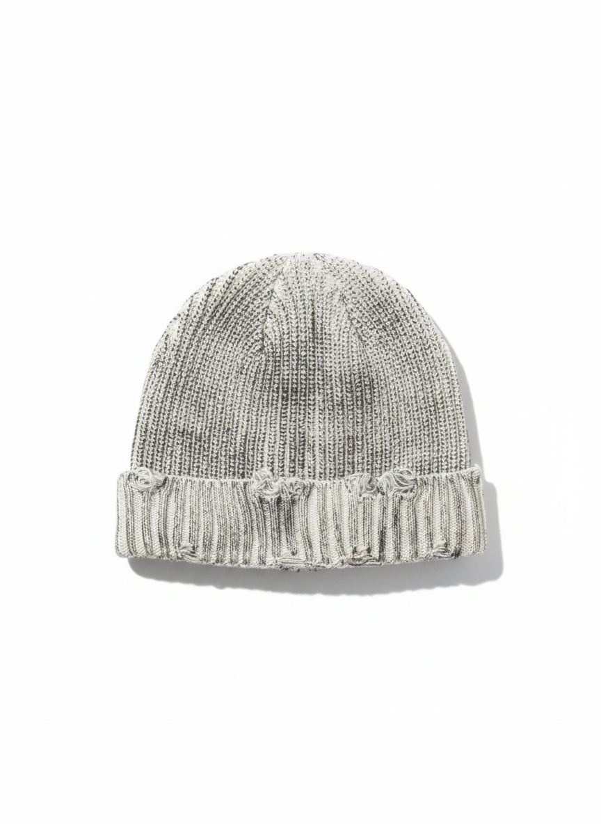 Washed Rib-Knit Beanie Cap