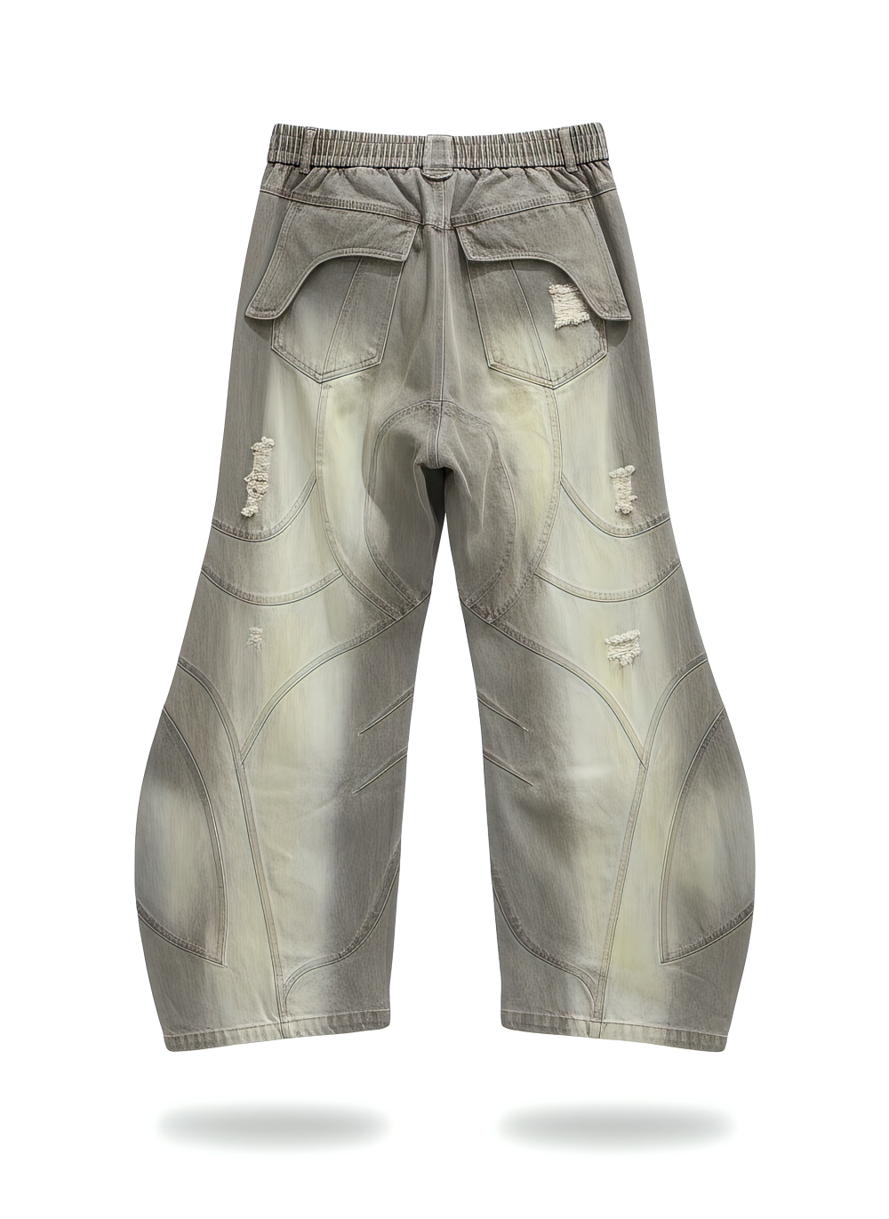 Laced-Detail Balloon Jeans