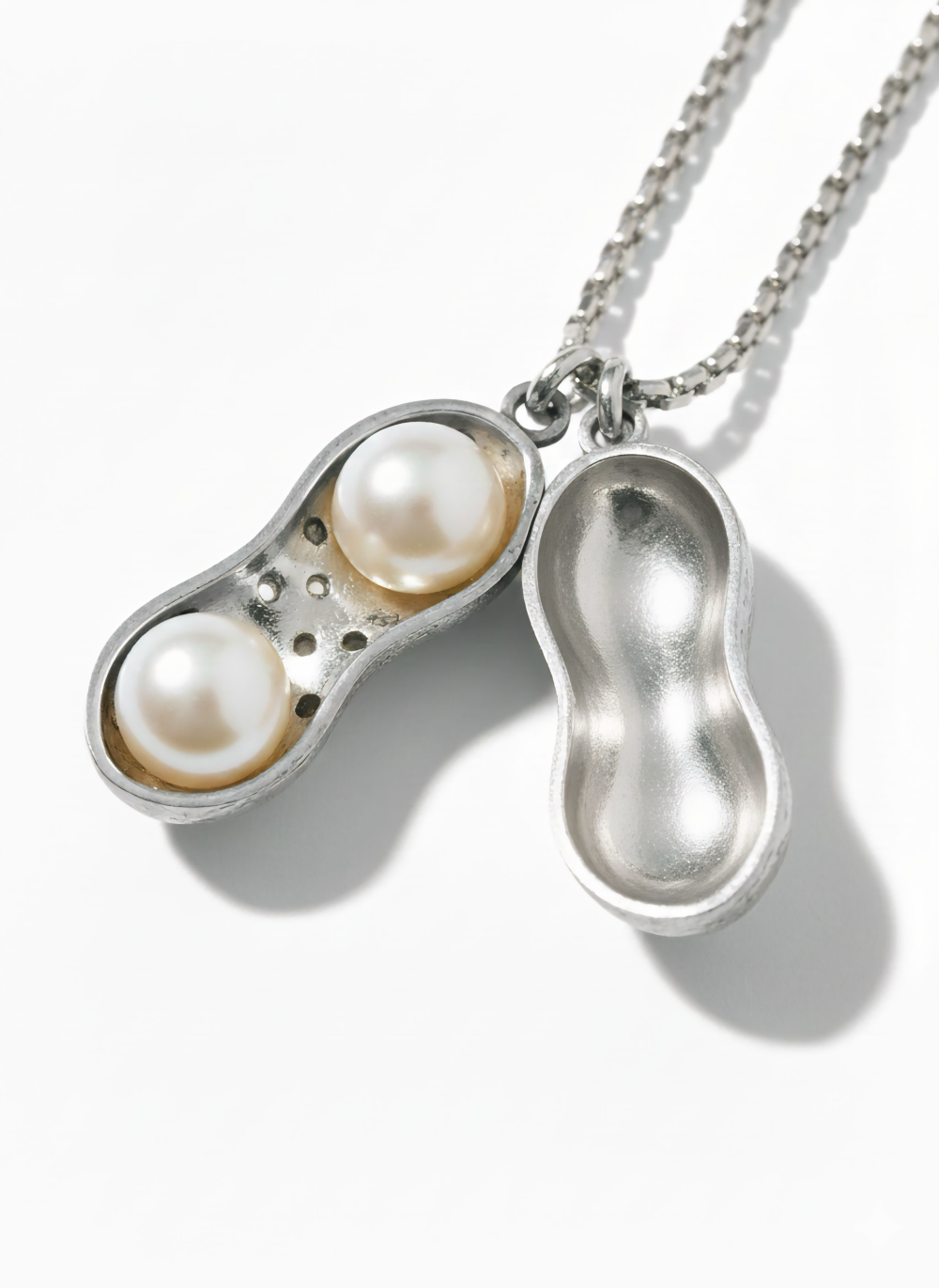 Pave Peanut Locket Necklace with Pearls