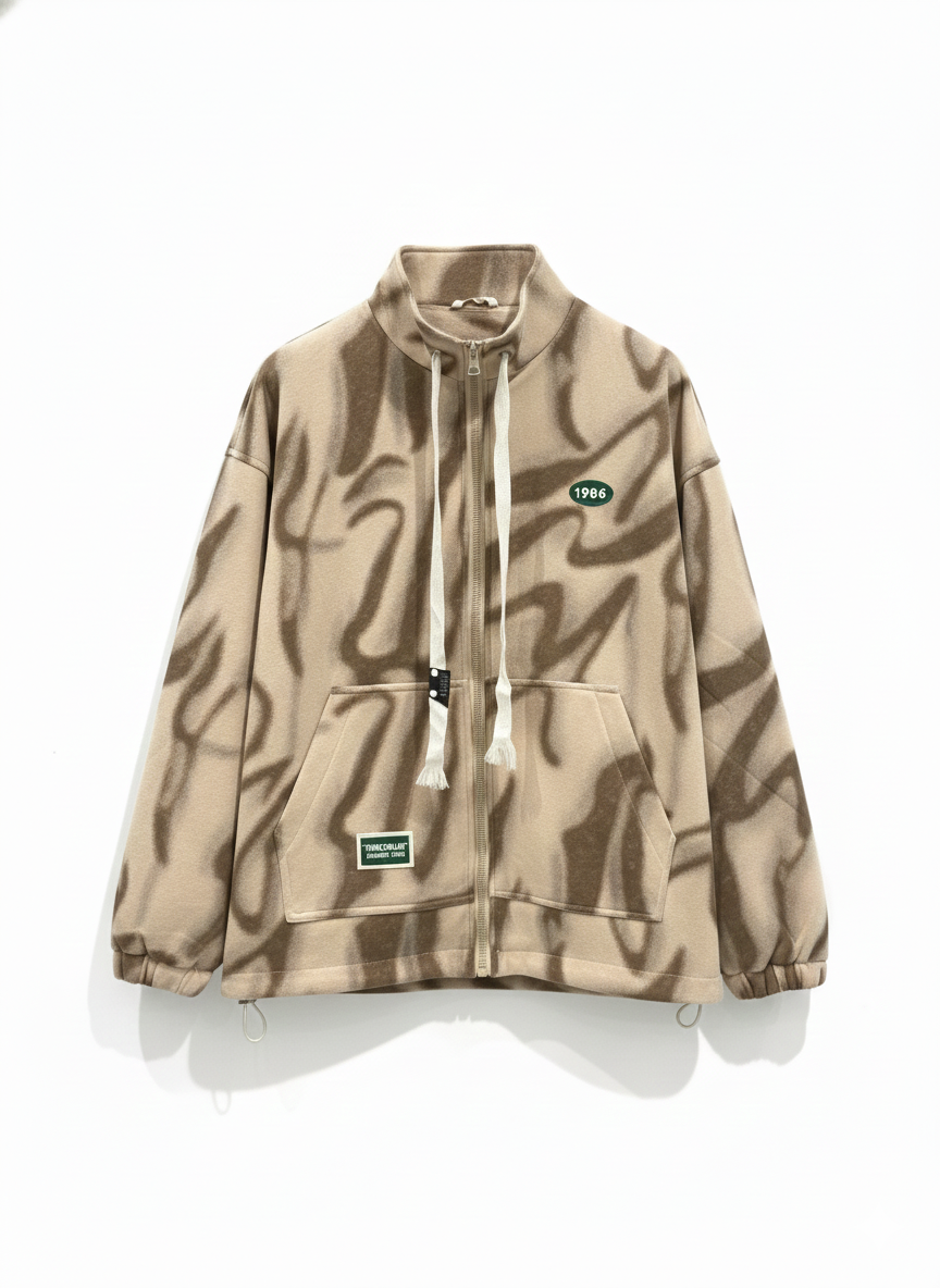 Patterned Zip Through Jacket