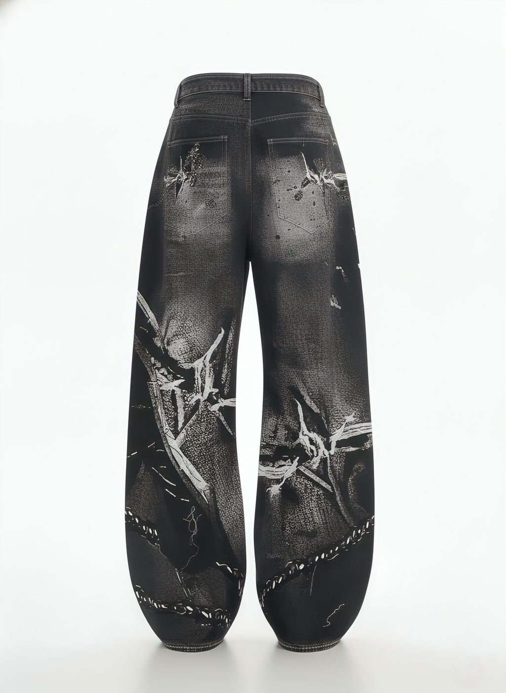 Graphic-Print Baggy Jeans
