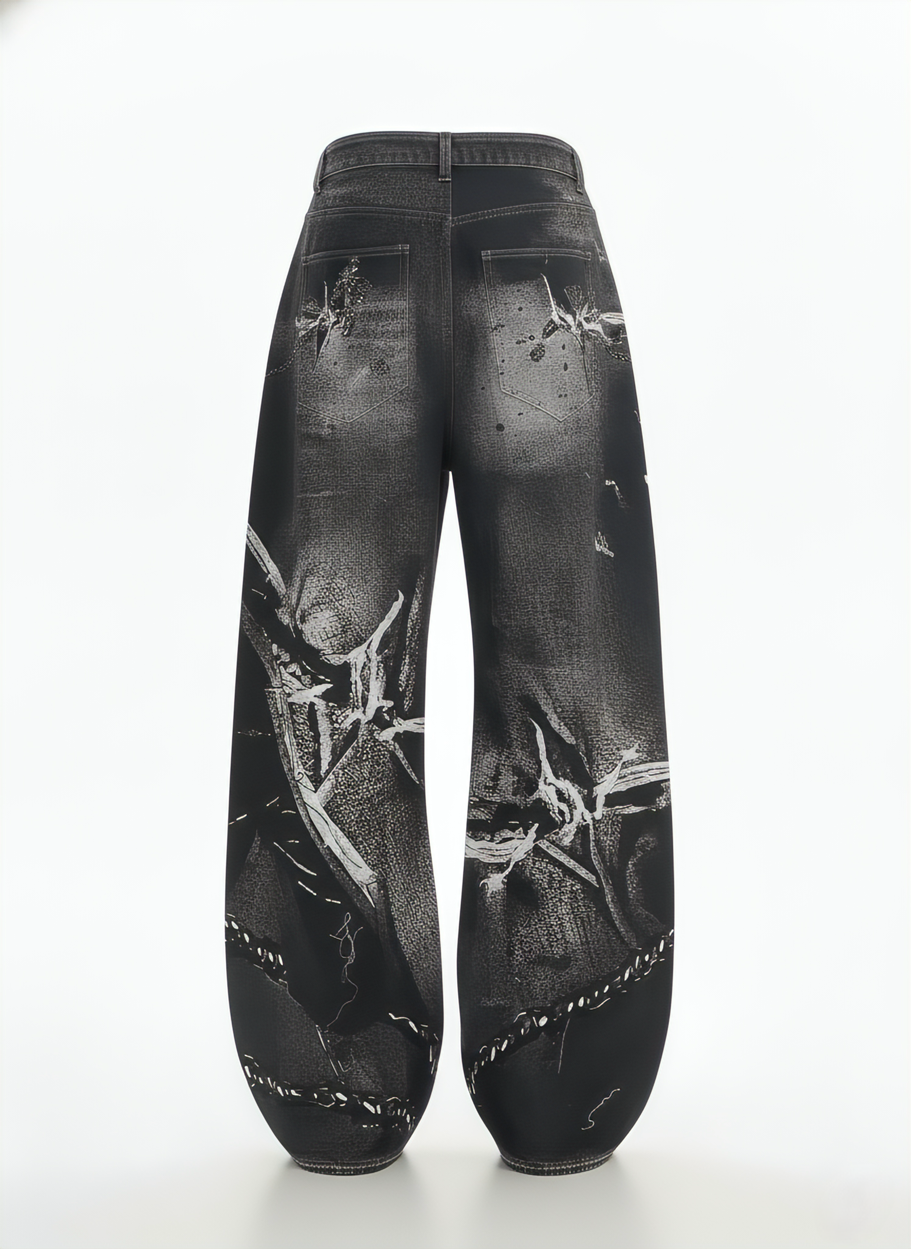 Graphic-Print Baggy Jeans