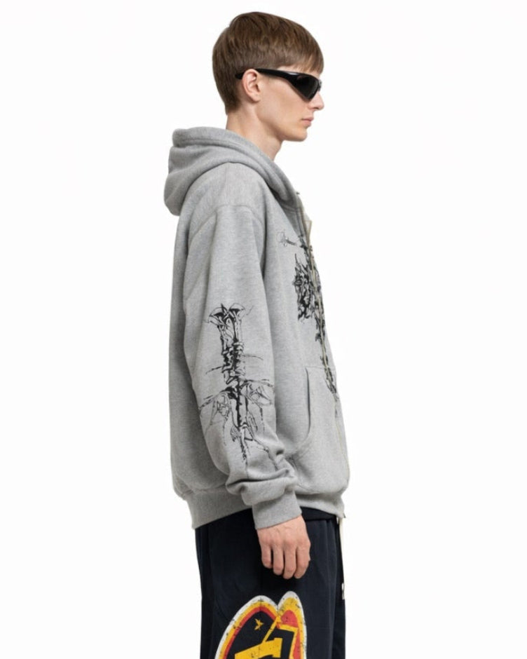 Gothic Graphic Zip-up Hoodie