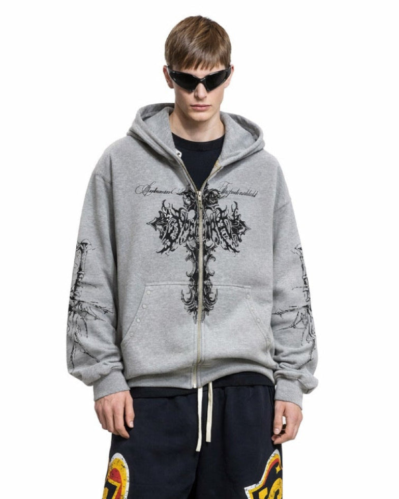 Gothic Graphic Zip-up Hoodie